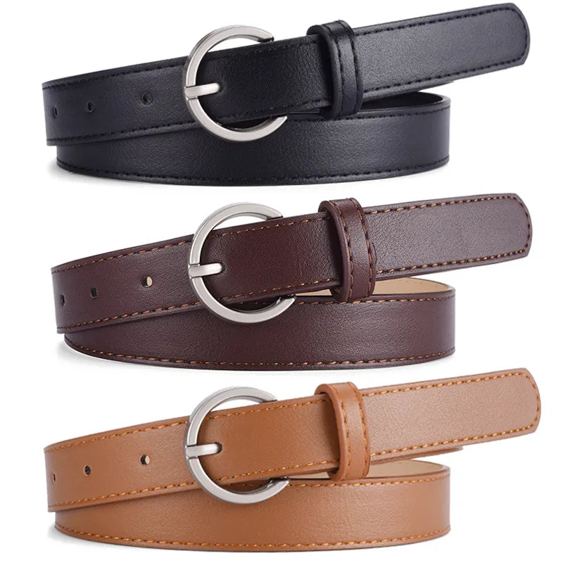 Basic Simple Style Solid Color Pu Leather Alloy Women's Leather Belts