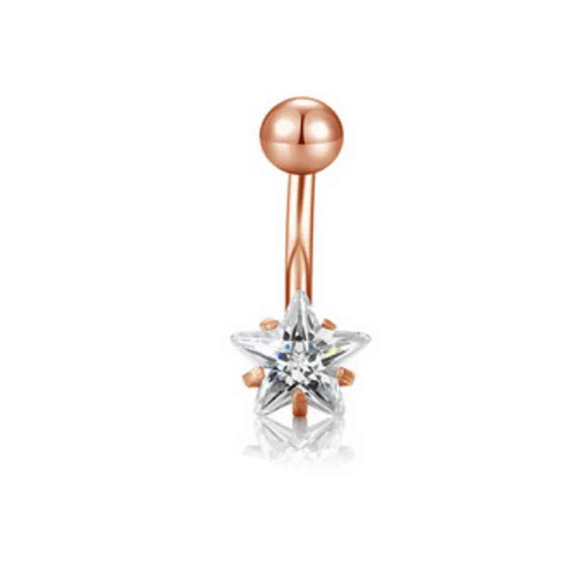 fashion solid color stainless steel inlay artificial gemstones belly ring