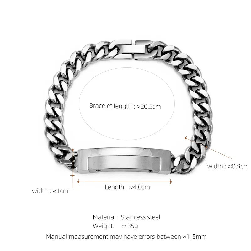 Hip-Hop Geometric 304 Stainless Steel Plating Men's Bracelets Men Chain Bracelets