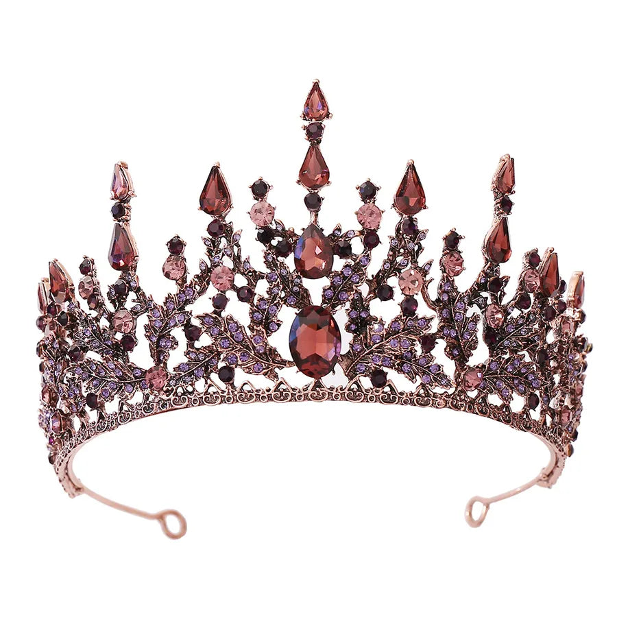 elegant oval crown alloy rhinestone inlay artificial crystal crown 1 piece