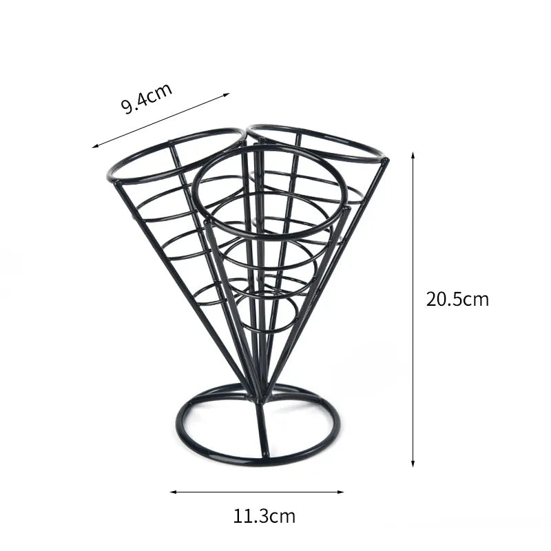 New creative tableware black four-piece four-head snack rack red four-head French fries rack stainless steel French fries rack