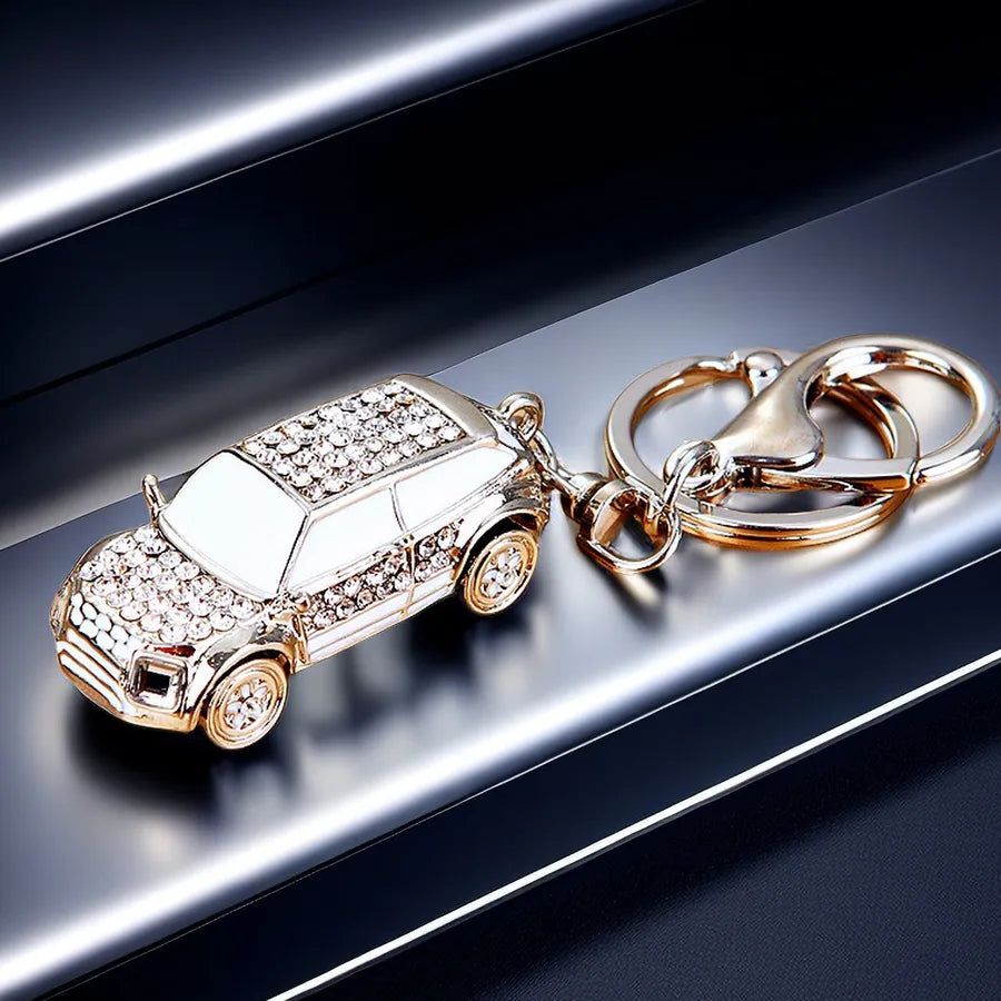 cute car metal diamond women's bag pendant keychain