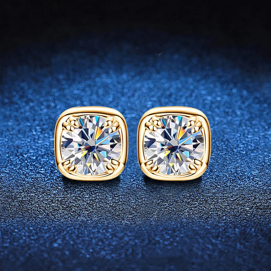 1.0ct Moissanite 925 Sterling Silver Drop Earrings Earrings GRA Certificate Round Brilliant Cut Geometric 18K Gold Plated Drop Earrings Earrings