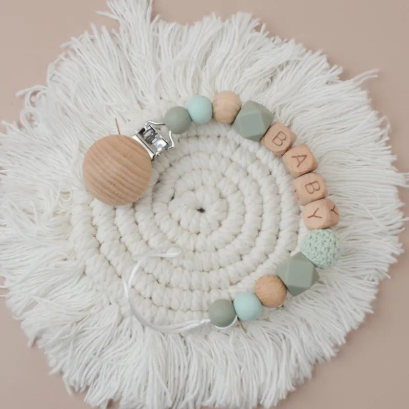 simple style letter beech silicone baby accessories