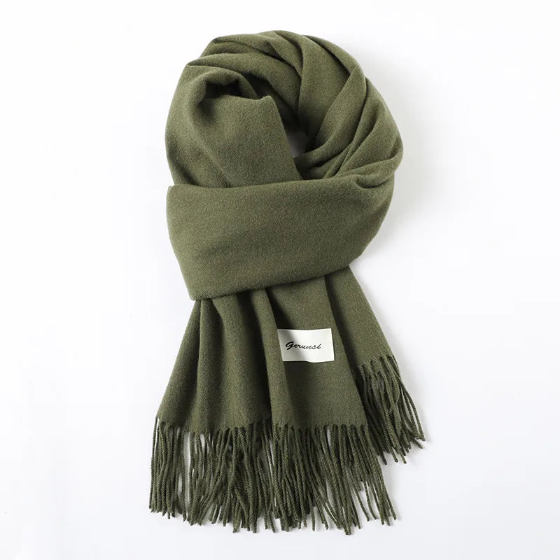 women's simple style solid color imitation cashmere scarf