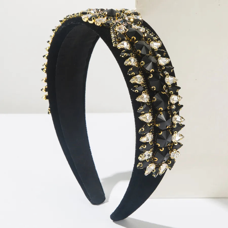 Elegant Baroque Style Simple Style Women's Geometric Glass Inlay Glass Hair Band