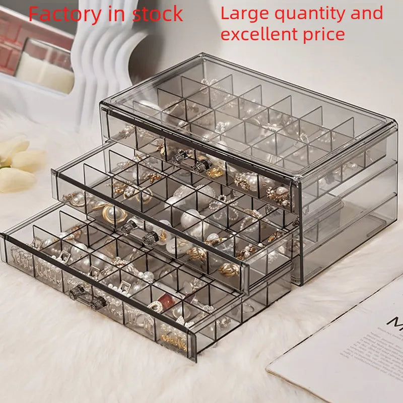 Transparent Multi-layer Capacity Jewelry Storage Box Ring Earring Necklace Bracelet Home Use Internet Celebrity Drawer Style