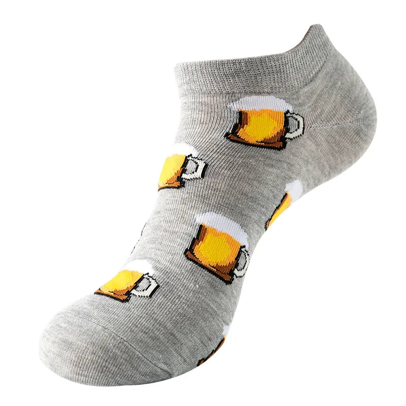 unisex sports cartoon stripe bird cotton jacquard crew socks 1 set