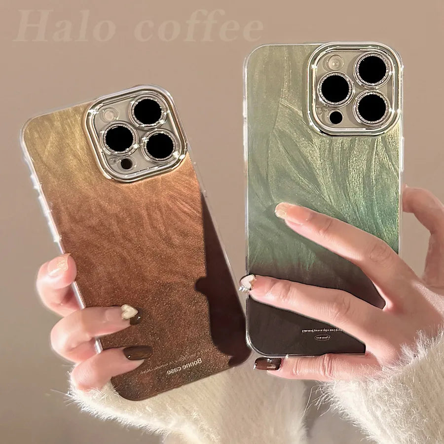 Fall Winter Brown Gradient Phone Case Full Cover Hard Shell For Apple 16Pro Max iPhone 15 Advanced 12 Compatible With Samsung Galaxy