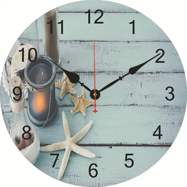 silent wall clock retro wood ocean clock wall sticker simple wall clock retro explosion hanging clock