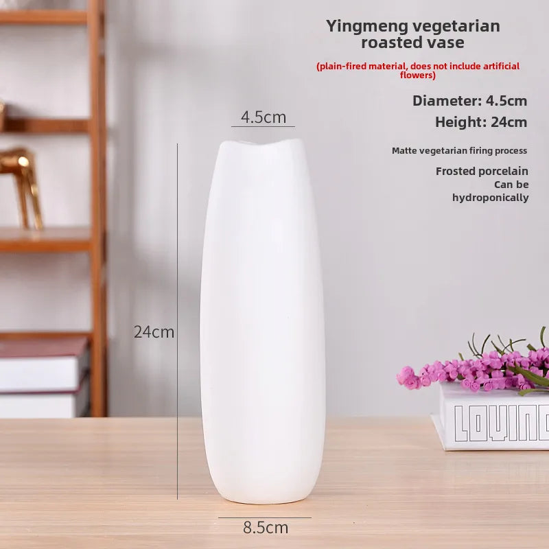 Simple Modern Star Ceramic Vase Ornaments Living Room White Porcelain Fresh Dried Flower Creative Ceramic Flower Set