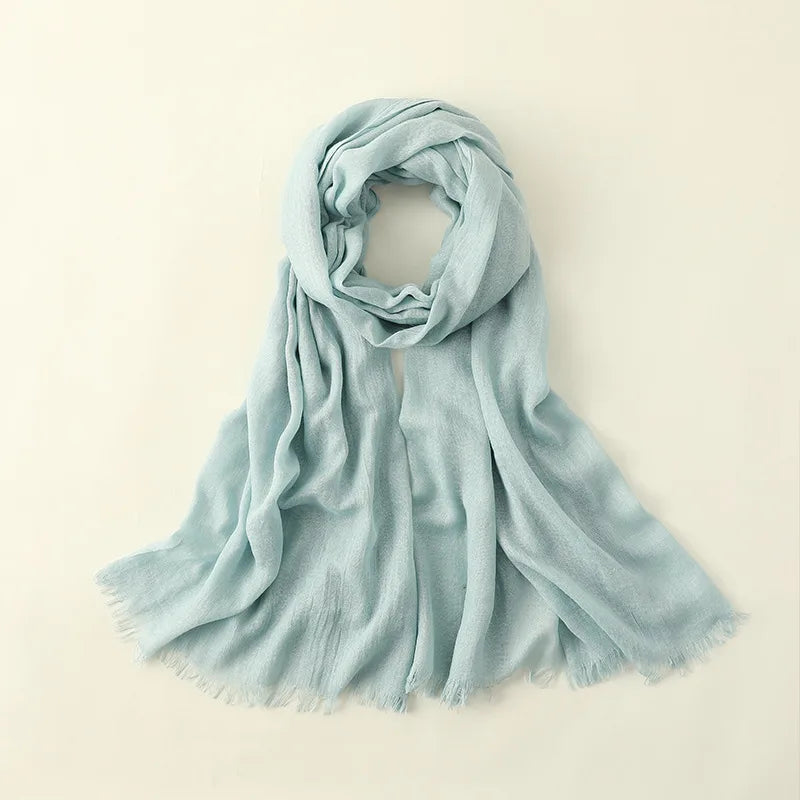 women's elegant solid color cotton silk scarves
