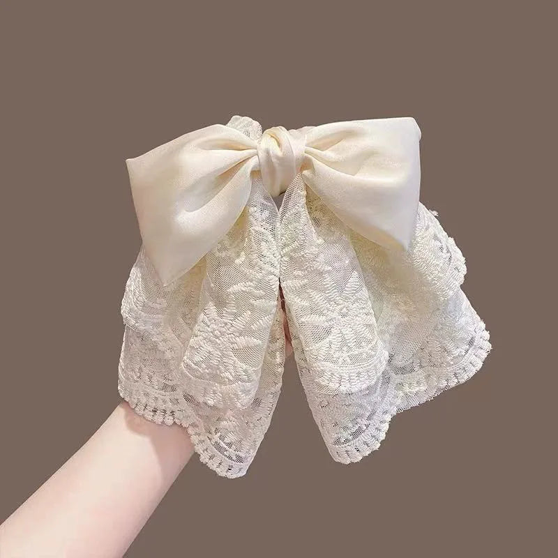Elegant Lace Butterfly Knot Hair Clip Women's Fashionable Shark Clamp Hair Accessories Fairy Style Hairpins Headwear