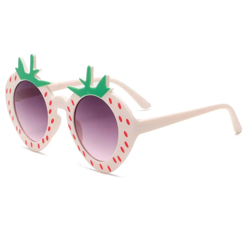Cartoon Style Sweet Strawberry Resin Special-Shaped Mirror Rose Red Full Frame Kids Sunglasses