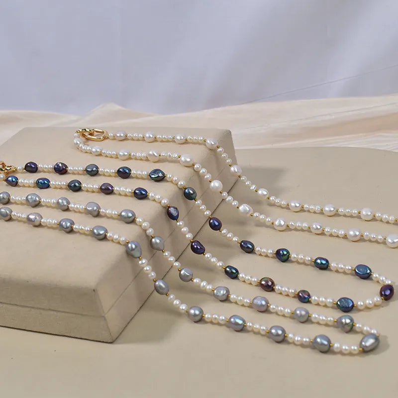 Handmade Long Natural Freshwater Pearl Necklace For Women Sweater Chain Elegant High-End Accessory Suitable For Autumn Winter