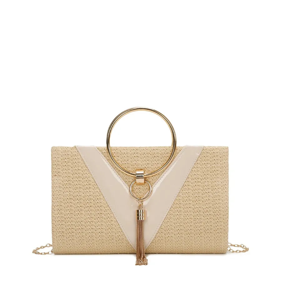 Women's Straw Geometric Elegant Streetwear Square Magnetic Buckle Handbag Evening Bag Straw Bag