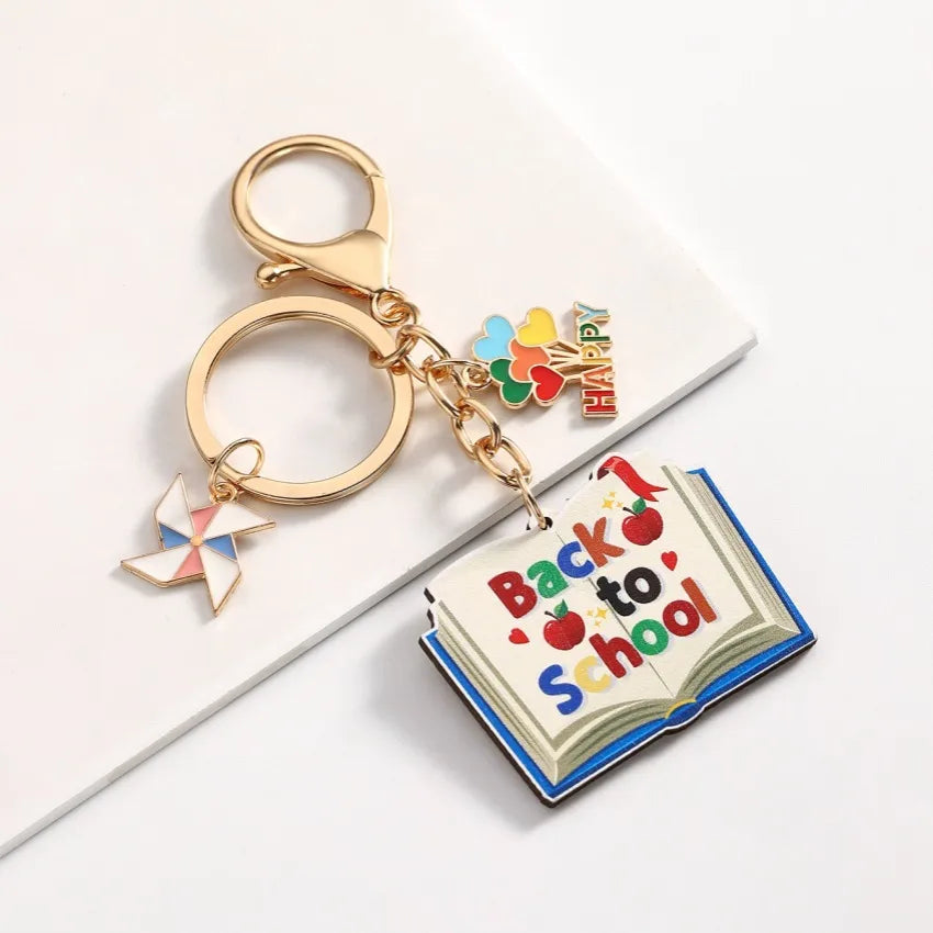 Cute Letter Heart Shape Windmill Wood Unisex Keychain