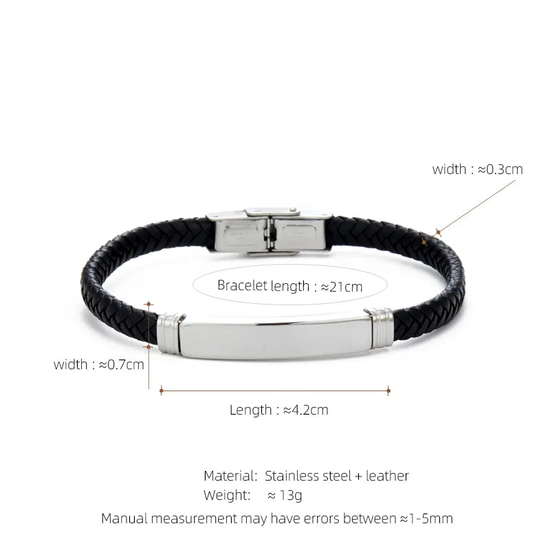 Casual Streetwear Geometric 304 Stainless Steel Pu Leather Braid 18K Gold Plated Men's Bracelets