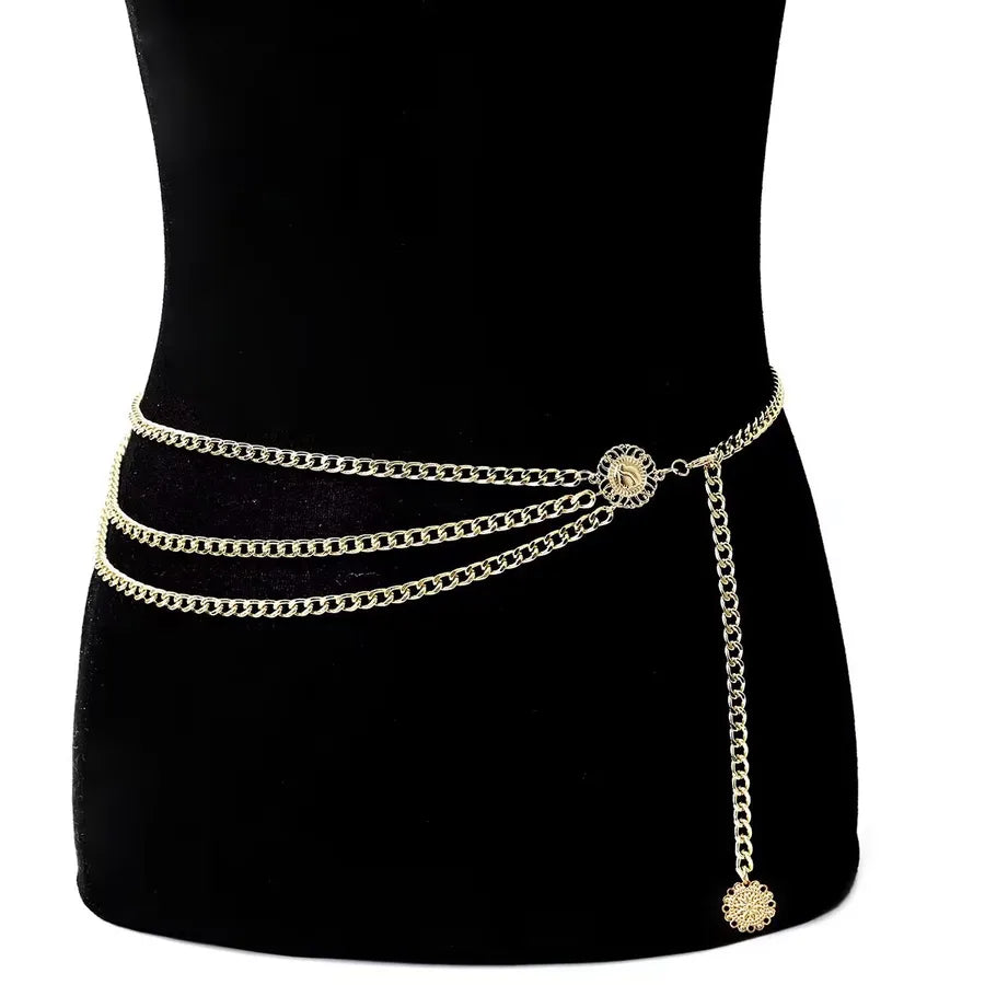 simple hollow chain fashion Metal Moon tassel waist chain female love body chain decoration wholesale