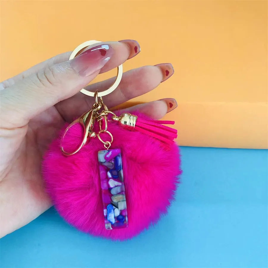 Simple Style Commute Letter Hairball Resin Unisex Bag Pendant Keychain
