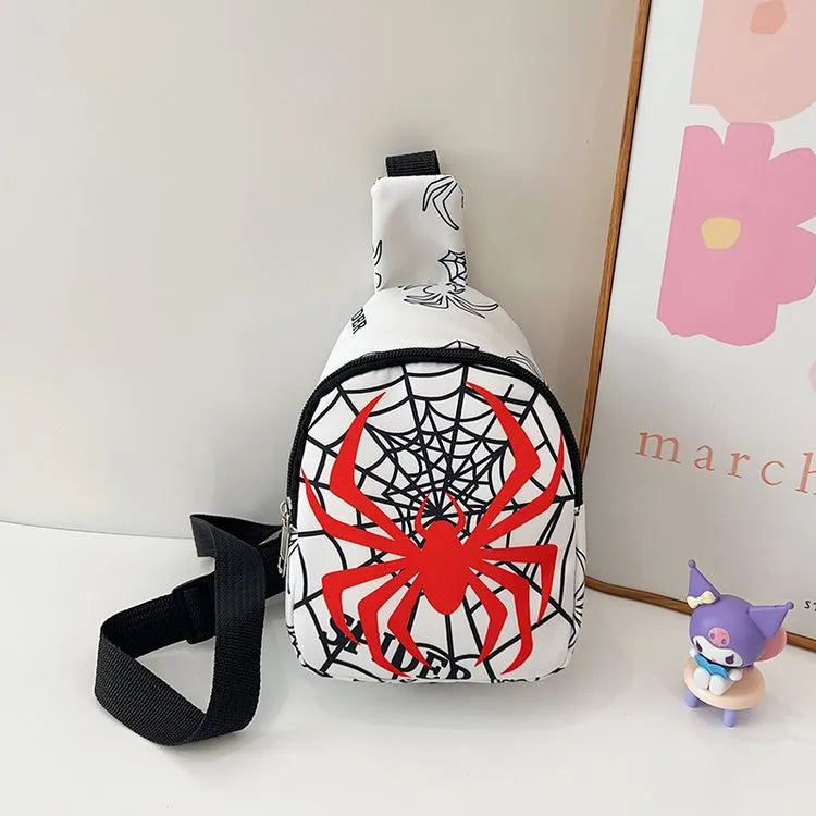Kid'S Nylon Spider Spider Web Streetwear Oval Zipper Fanny Pack
