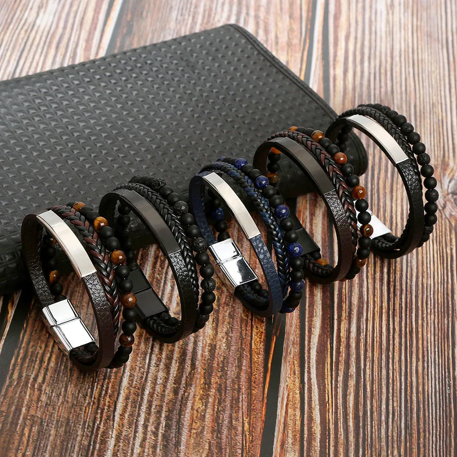 retro round alloy braid men's bracelets