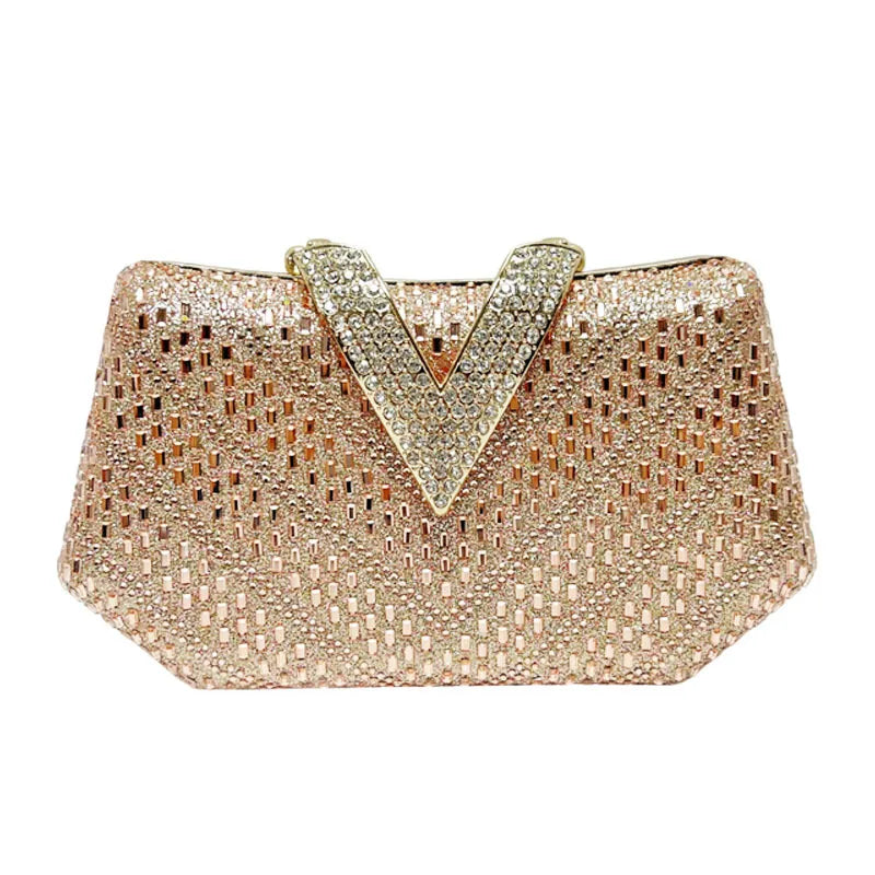 Elegant Diamond Embellished Evening Bag Women's Clutch Chain Crossbody Flag Dress Bag Handbag Single Shoulder Party Purse