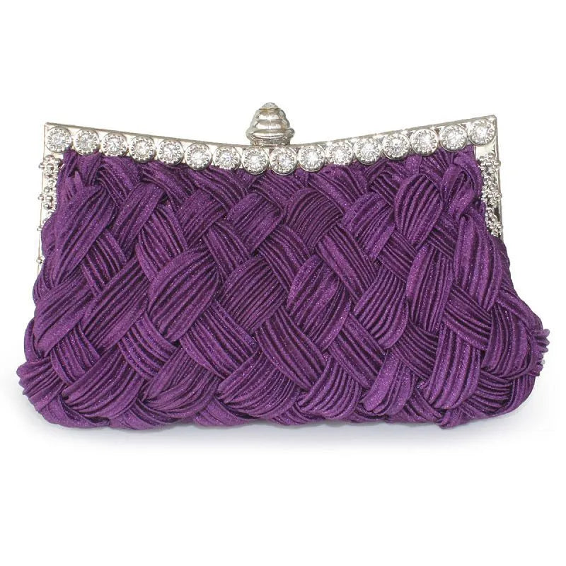 white red purple polyester solid color rhinestone dumpling shape evening bags