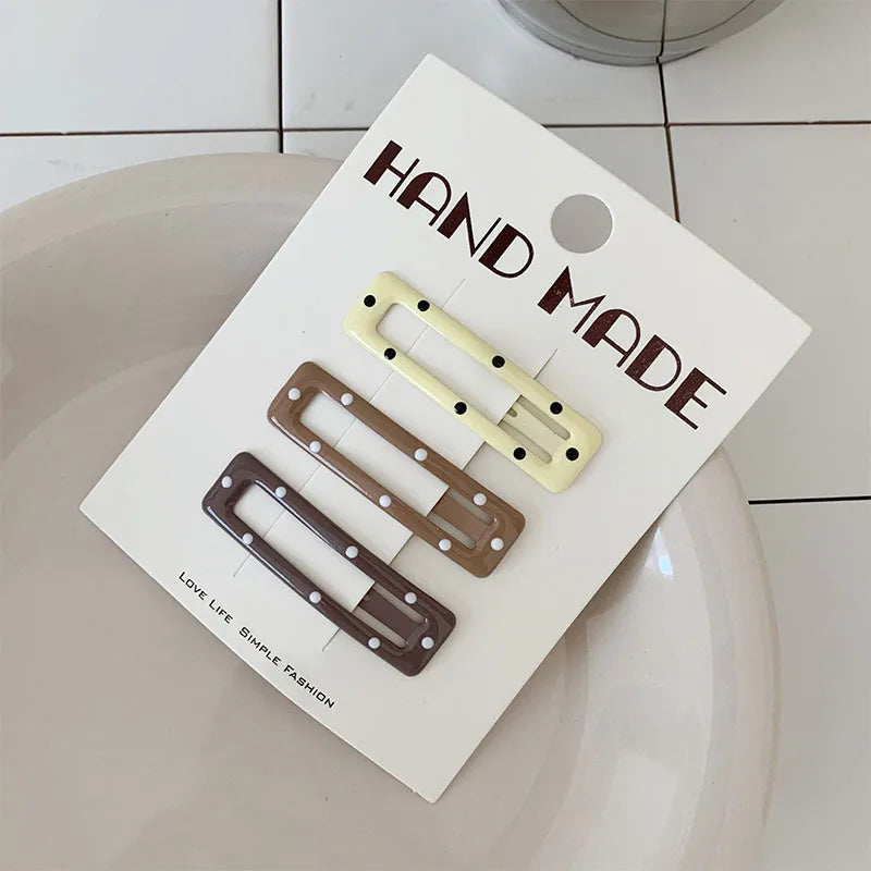 Polka Dot BB Clip Metal Star Hair Accessories Women Basic Versatile Mermaid Color Series Coffee Brown Drip Oil Color Hair Clips