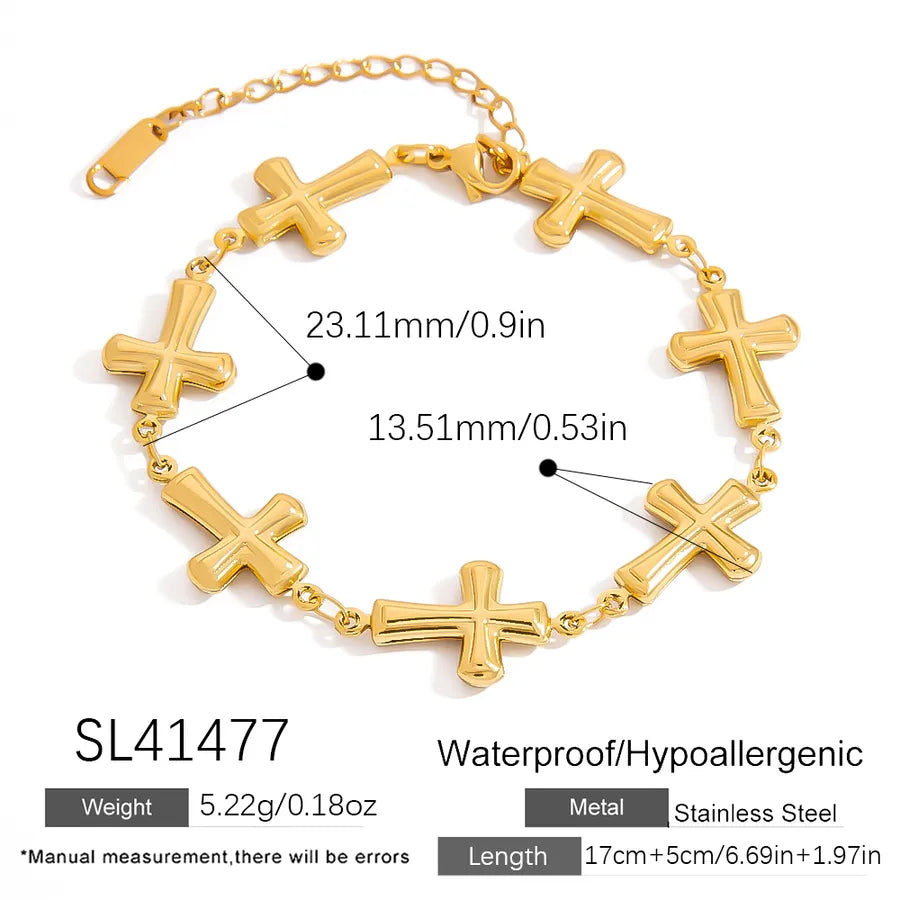 Luxurious Romantic Cross Infinity Star 304 Stainless Steel 18K Gold Plated Bracelets In Bulk