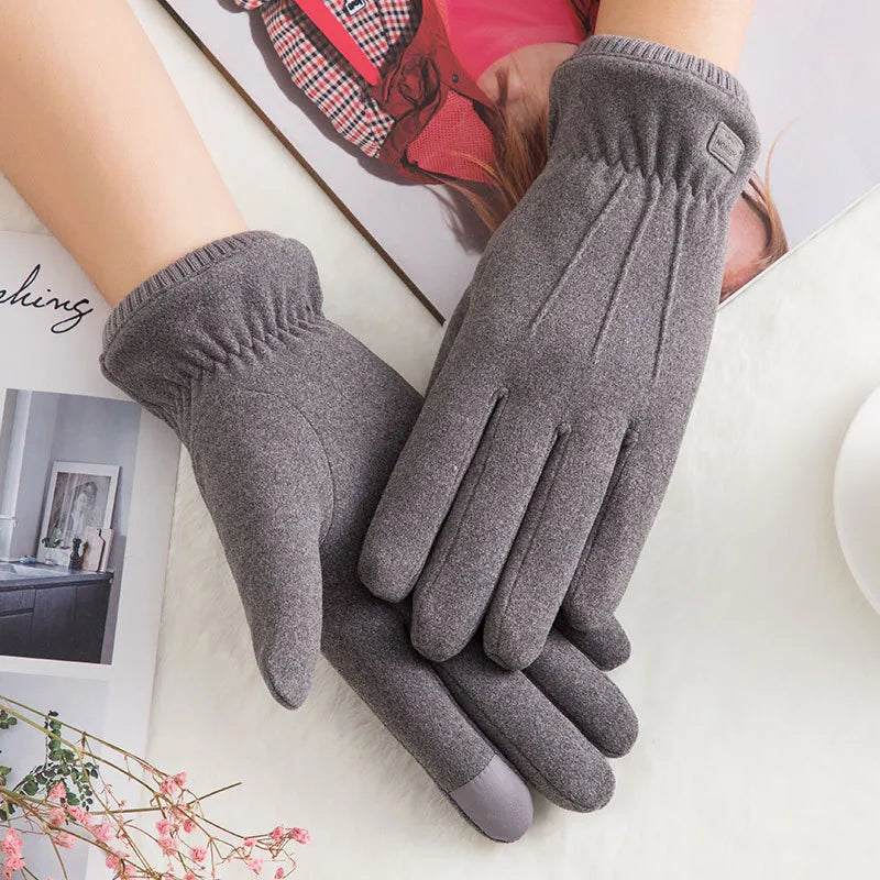 women's fashion solid color velvet polyester gloves 1 pair