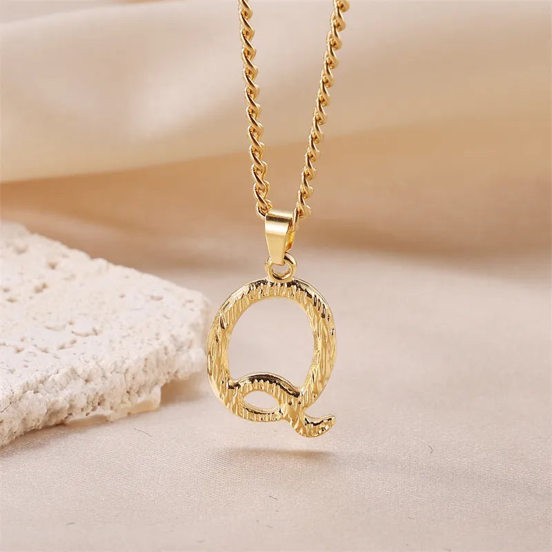 Wholesale Jewelry Sweet Simple Style Artistic Letter 201 Stainless Steel 304 Stainless Steel 18K Gold Plated Plating Pendant Necklace