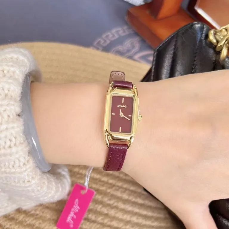 Retro Simple Style Solid Color Buckle Quartz Watch Women's Watches