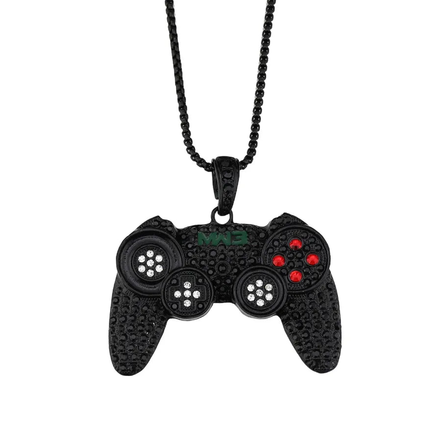 Alloy Full Diamond Game Machine Handle Necklace Hip Hop Cool Men's Arcade Pendant  One Piece Dropshipping