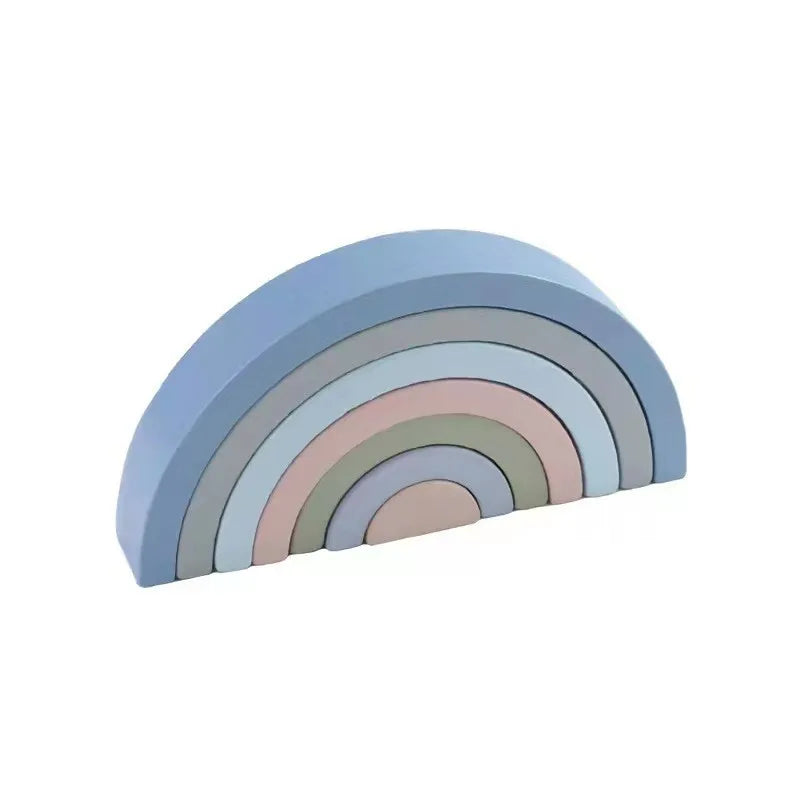 Wooden Rainbow Arch Bridge Semi-Circular Building Blocks Rainbow Display Piece Curved Board Colorful Shape Rainbow Man Stacking Toy