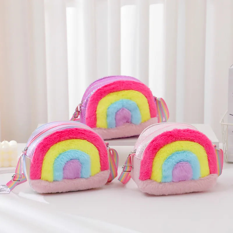 Kid'S pu Stripe Cute Sequins Square Zipper Shoulder Bag