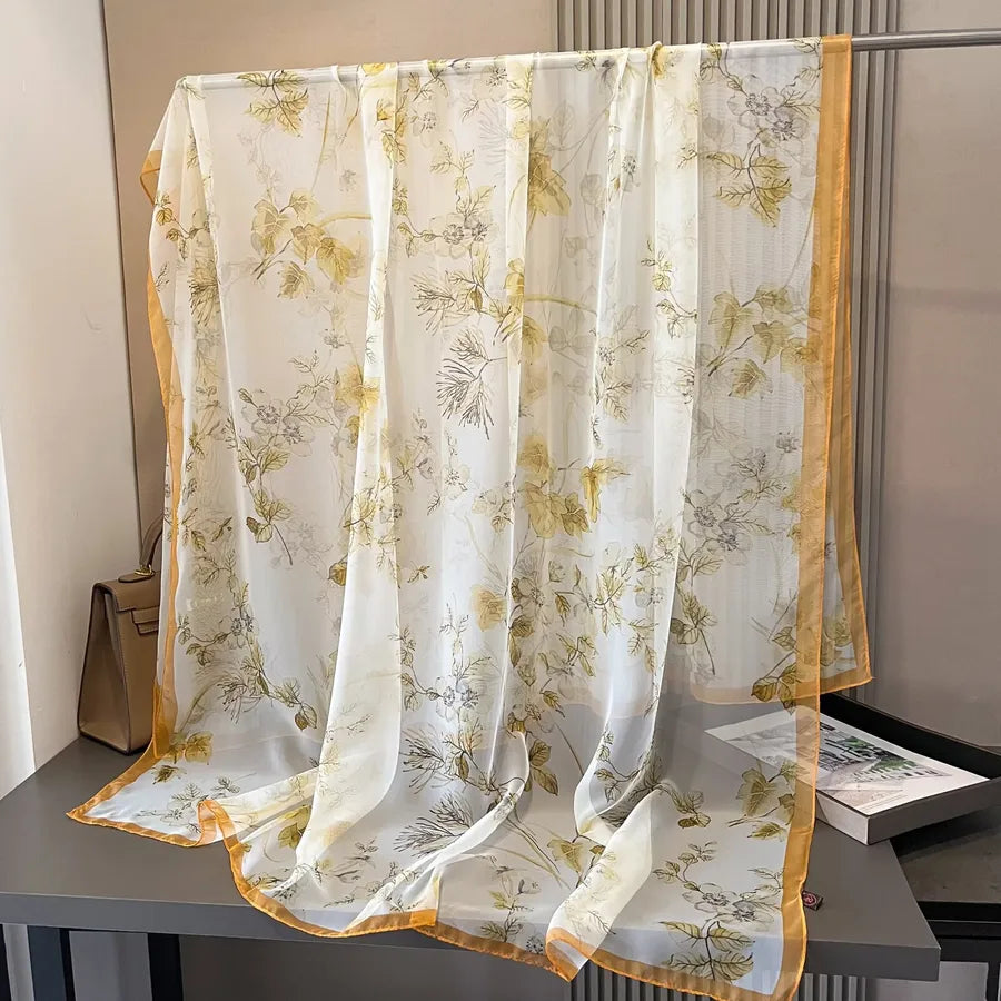 Women's Retro Flower Brocade Yarn Silk Scarf