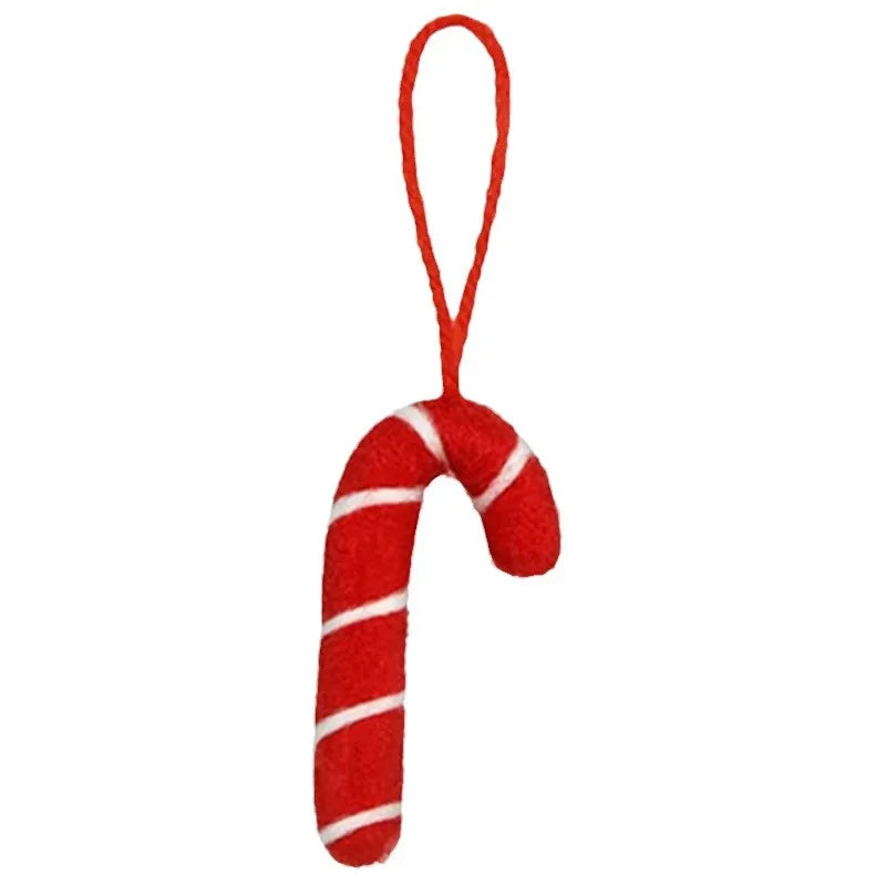 Christmas Decorative Lollipop Hanging Home Decorations Wool Felt Cane Candy Christmas Tree Decor  Style