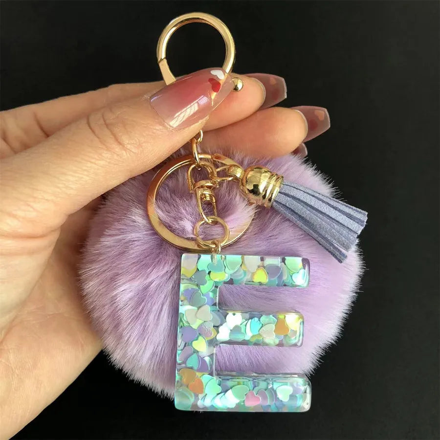 Cute Simple Style Letter Hairball Resin Unisex Bag Pendant Keychain