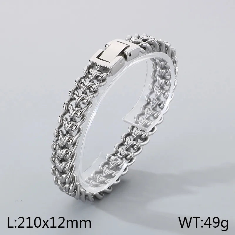 Hip-Hop Retro Geometric Solid Color 304 Stainless Steel Men's Bracelets Men Chain Bracelets