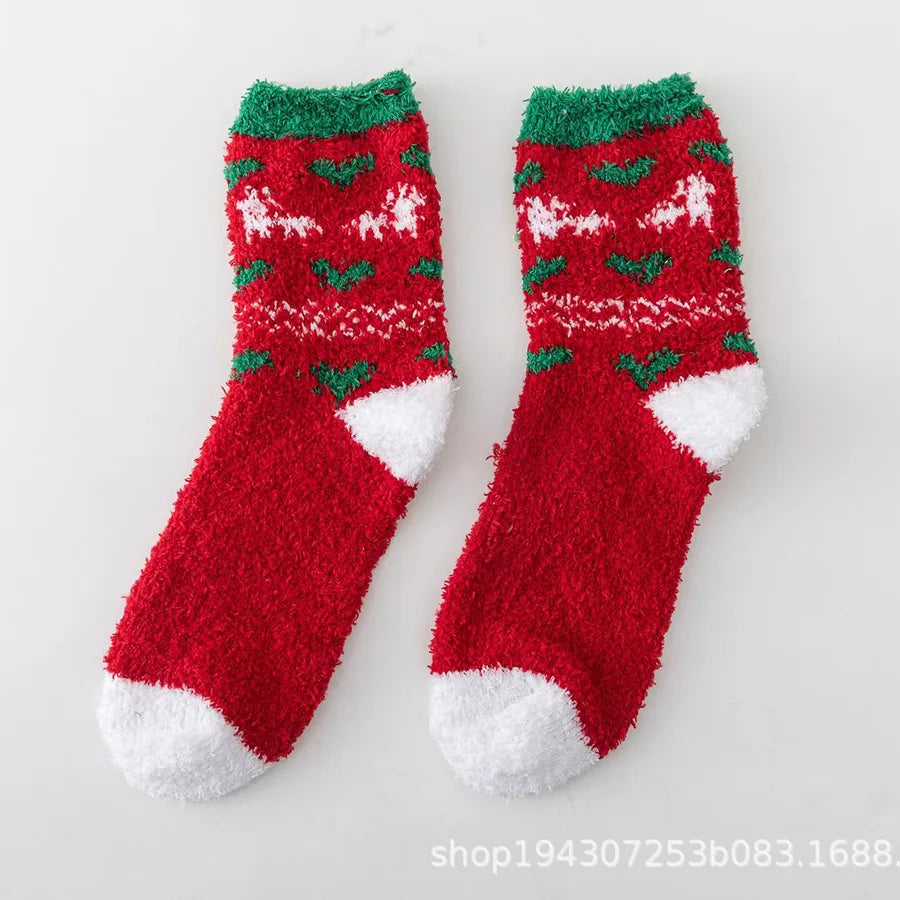 Christmas Christmas Women's Cartoon Polyester Jacquard Crew Socks A Pair