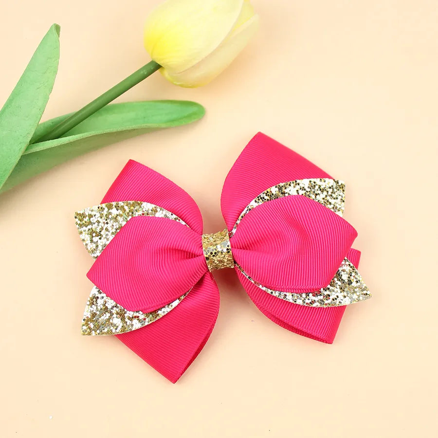 Europe and the United States new double-layer children's glitter film bow hair accessories girls hair clips cute girls hair accessories