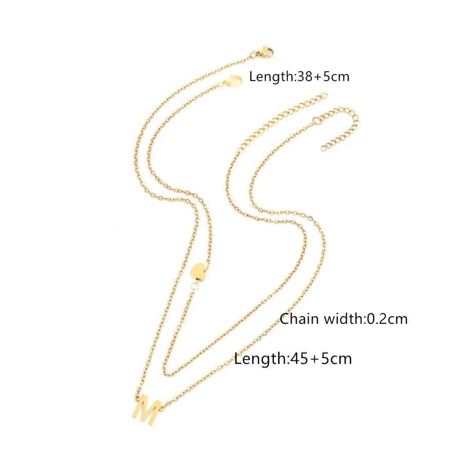 Wholesale Jewelry Elegant Retro Classic Style Letter Heart Shape 201 Stainless Steel 304 Stainless Steel cable chain Pendant Necklace