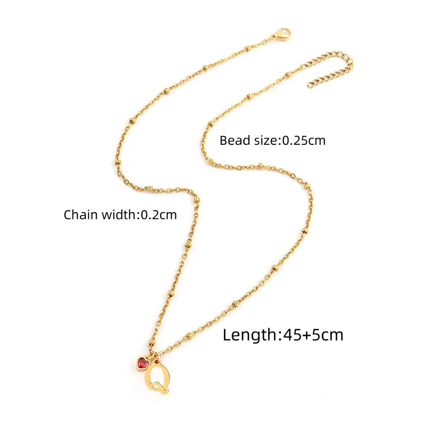 Wholesale Jewelry Elegant Simple Style Classic Style Letter Heart Shape 201 Stainless Steel 304 Stainless Steel Artificial Crystal Artificial Crystal Inlay Cross Bead Necklace Pendant Necklace