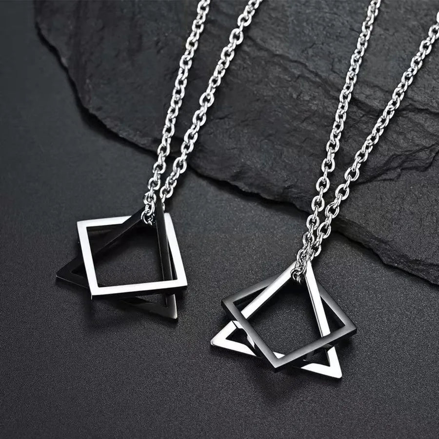 punk cool style triangle titanium steel men's pendant necklace