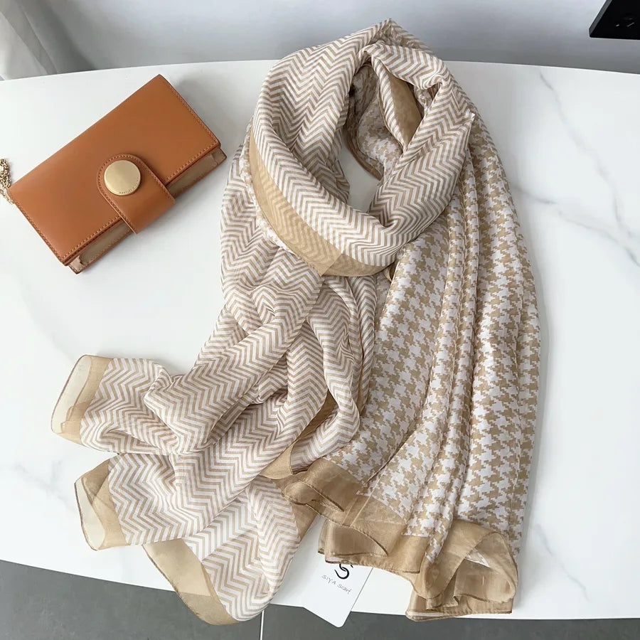 Women's Elegant Printing Polyester Chiffon Silk Scarf