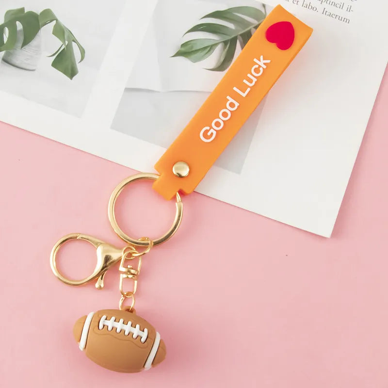 fashion letter football pvc unisex bag pendant keychain 1 piece