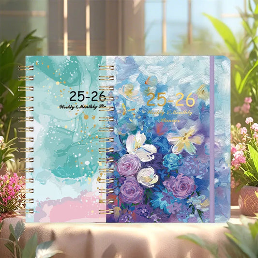 Daily Planner Notebook A5 Customizable English Weekly Diary Bound Wirebound Notebook Romantic Blue Snow Color Party Souvenir
