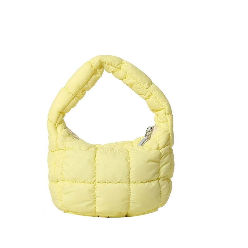 Pleated Plaid Cloud Bag Underarm Bag  New down Cotton Jacket Western Style Fashion Mini Handbag