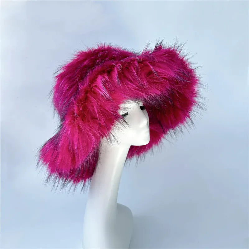 women's lady punk color block big eaves felt hat